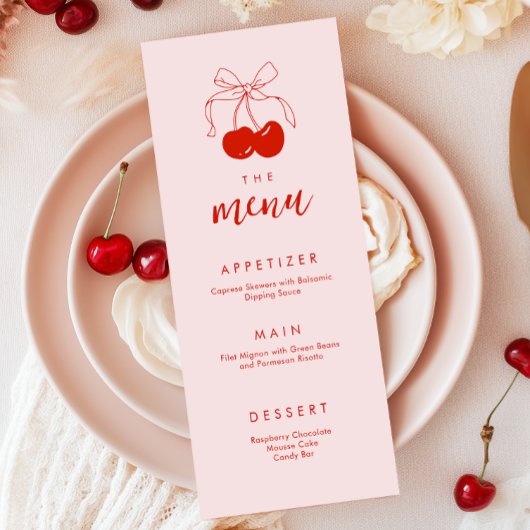 Menu Fête des mariées rouge rose cerise