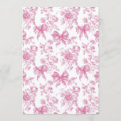 Menu Fête des mariées Tea Party Fleur sauvage rose (Dos)