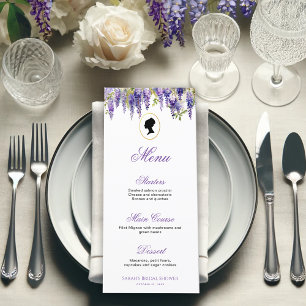 Menu Fête des mariées vintage Regency Lady Purple Wiste