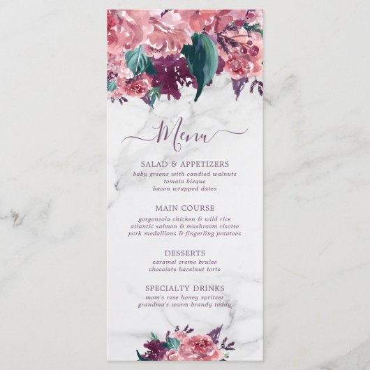 Menu Fête des mères de marbre rose (Devant)