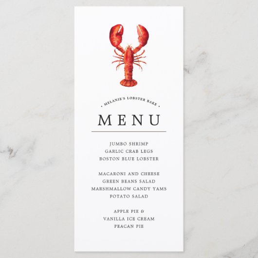 Menu Fête du homard | Thème de la marée rouge (Devant)