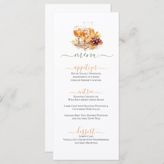 Menu Fête Festive de nourriture et de boisson Thème (Devant / Derrière)