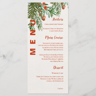 Menu Fête Feuille de Noël des Berries rouges