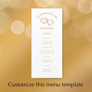 Menu Fête personnalisée de 50 ans de mariage au cœur do