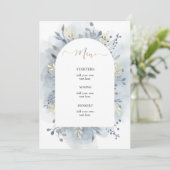 Menu feuillage bleu aquarelle (Debout devant)