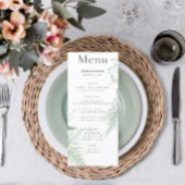 Menu Feuillage vert de fougère rustique Mariage blanc l