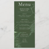 Menu Feuillage vert de fougères rustiques Mariage émera (Devant)