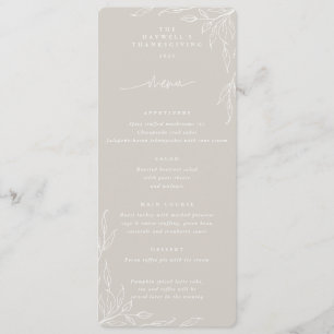 Menu Feuille Beige Motif Thanksgiving Appartement 4 Par