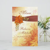 Menu feuille d'automne rouge et or (Debout devant)
