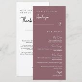 Menu Feuille de Merci d'escorte de table pourpre D (Devant / Derrière)