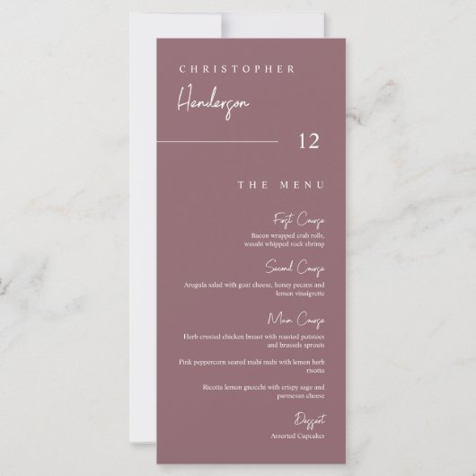 Menu Feuille de Merci d'escorte de table pourpre D (Devant)