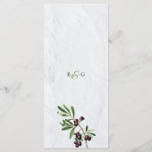 Menu Feuille d'olive méditerranéen grec Mariage de l'îl (Dos)