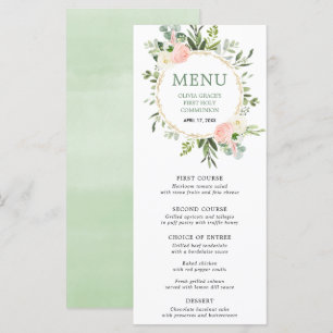 Menu feuille eucalyptus vert or vert rose