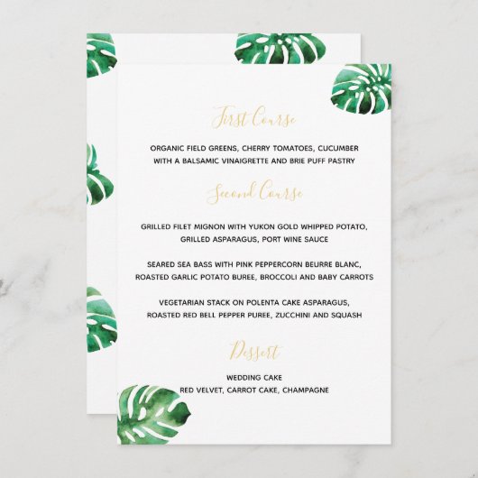 Menu Feuille Monstera (Devant / Derrière)