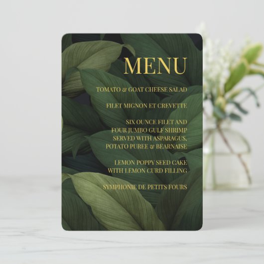 Menu Feuille Tropical Vert foncé (Debout devant)
