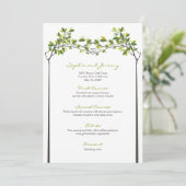 Menu Feuille vert noué amoureux arbres Mariage d'été (Debout devant)