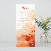 Menu Feuilles aquarelles élégantes d'automne orange brû (Debout devant)