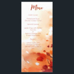 Menu Feuilles aquarelles élégantes d'automne orange brû<br><div class="desc">Avec de belles feuilles aquarelles jaune doré,  bordeaux et orange brûlé,  ces menus d'automne sont parfaits pour votre occasion spéciale ou célébration de mariage. Trouvez des articles assortis dans ma boutique.</div>