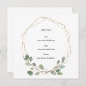 Menu Feuilles botaniques Elegant Gold Geo Frame Mariage (Devant / Derrière)