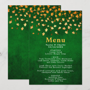 Menu Feuilles d'automne Gold et Mariage vert