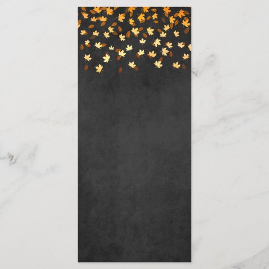 Menu Feuilles d'automne Mariage noir et or (Dos)