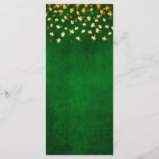 Menu Feuilles d'automne Mariage vert et or (Dos)