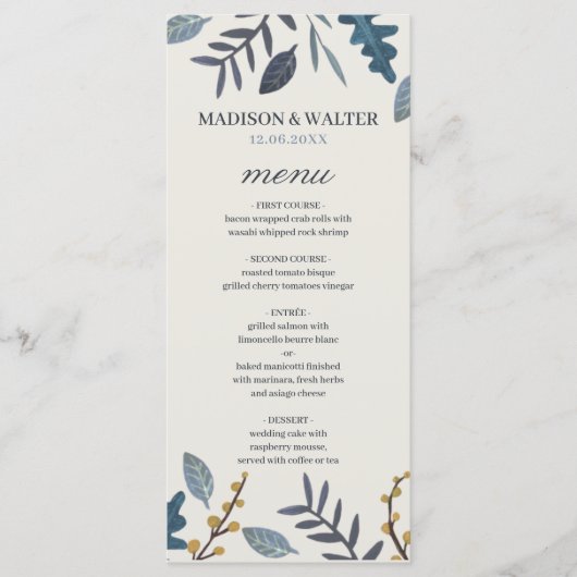 Menu Feuilles d'automne rustique mariage de automne (Devant)