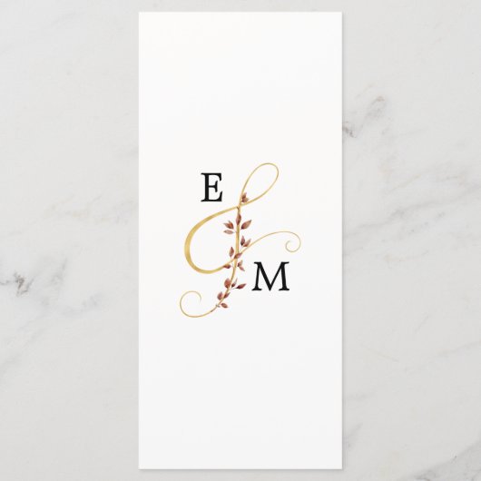 Menu Feuilles de chute minimes simples Mariage botaniqu (Dos)