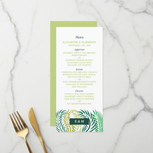 Menu Feuilles de palmiers tropicaux, Mariage de plage