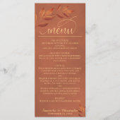 Menu Feuilles en terre cuite avec goût Mariage de scrip (Devant)