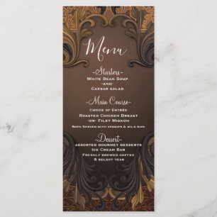 Menu Feuilles Ornementales Or Automne Vintage