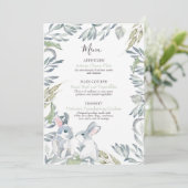 Menu Feuilles Peintes et Lapins de Forêt à l'Aquarelle (Debout devant)