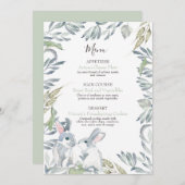 Menu Feuilles peints et lapins d'aquarelle en bois (Devant / Derrière)