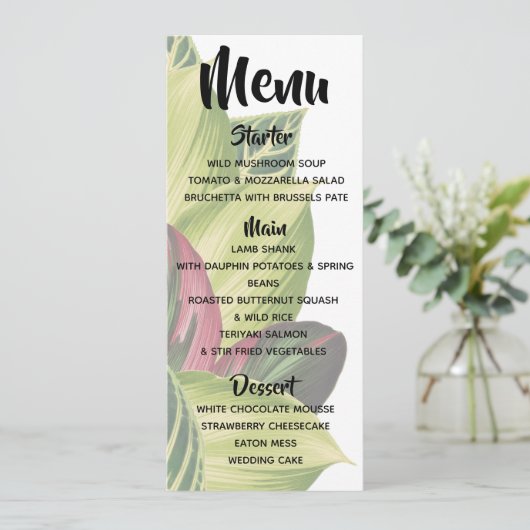 Menu Feuilles Tropicales (Debout devant)