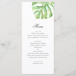 Menu Feuilles vertes exotiques. Mariage tropical d'été