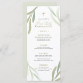 Menu Feuilles vertes naturelles Première communion sain (Devant / Derrière)