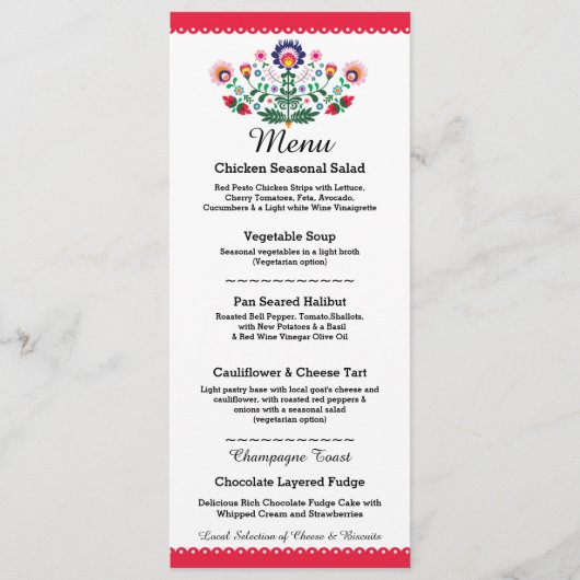 Menu Fiesta Feest Mexicaans Rood Trouwreceptie (Voorkant)