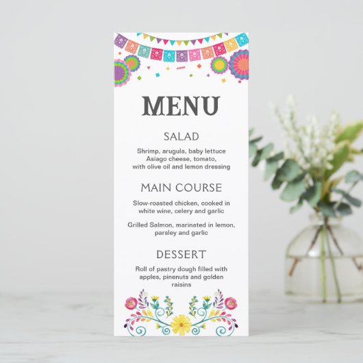 Menu Fiesta, menu imprimable modifiable (Debout devant)