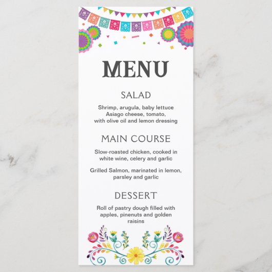 Menu Fiesta, menu imprimable modifiable (Devant)