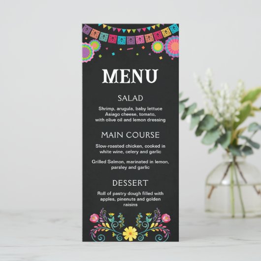 Menu Fiesta, menu imprimable modifiable (Debout devant)