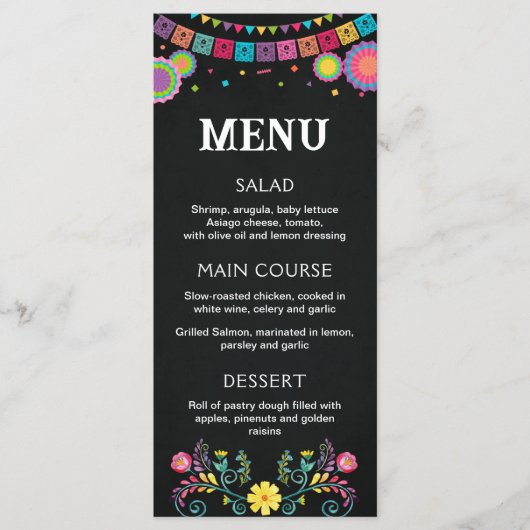 Menu Fiesta, menu imprimable modifiable (Devant)