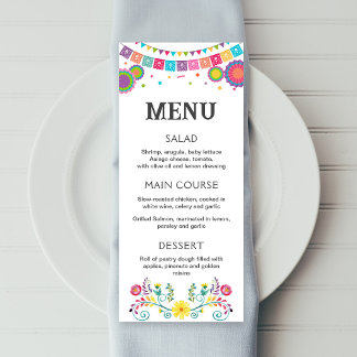 Menu Fiesta, menu imprimable modifiable