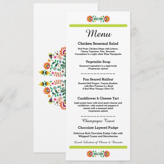 Menu Fiesta Party Mariage Mexicain Lime Réception (Devant / Derrière)