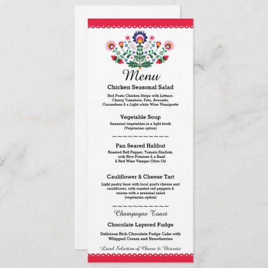 Menu Fiesta Party Mexicaine Réception de Mariage R (Devant / Derrière)