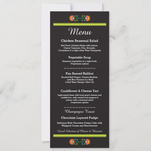 Menu Fiesta Party Mexican Wedding Reception Kaart (Voorkant)