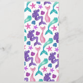Menu Fille Aquarelle Mermaids Contes Coquillages Motif (Dos)