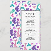 Menu Fille Aquarelle Mermaids Contes Coquillages Motif (Devant / Derrière)