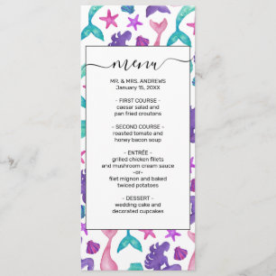 Menu Fille Aquarelle Mermaids Contes Coquillages Motif