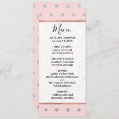 Menu Fille Glamour Parties scintillant rose argent Pois (Devant / Derrière)
