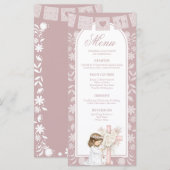 Menu Fille rose agenouillée Primera Comunion (Devant / Derrière)